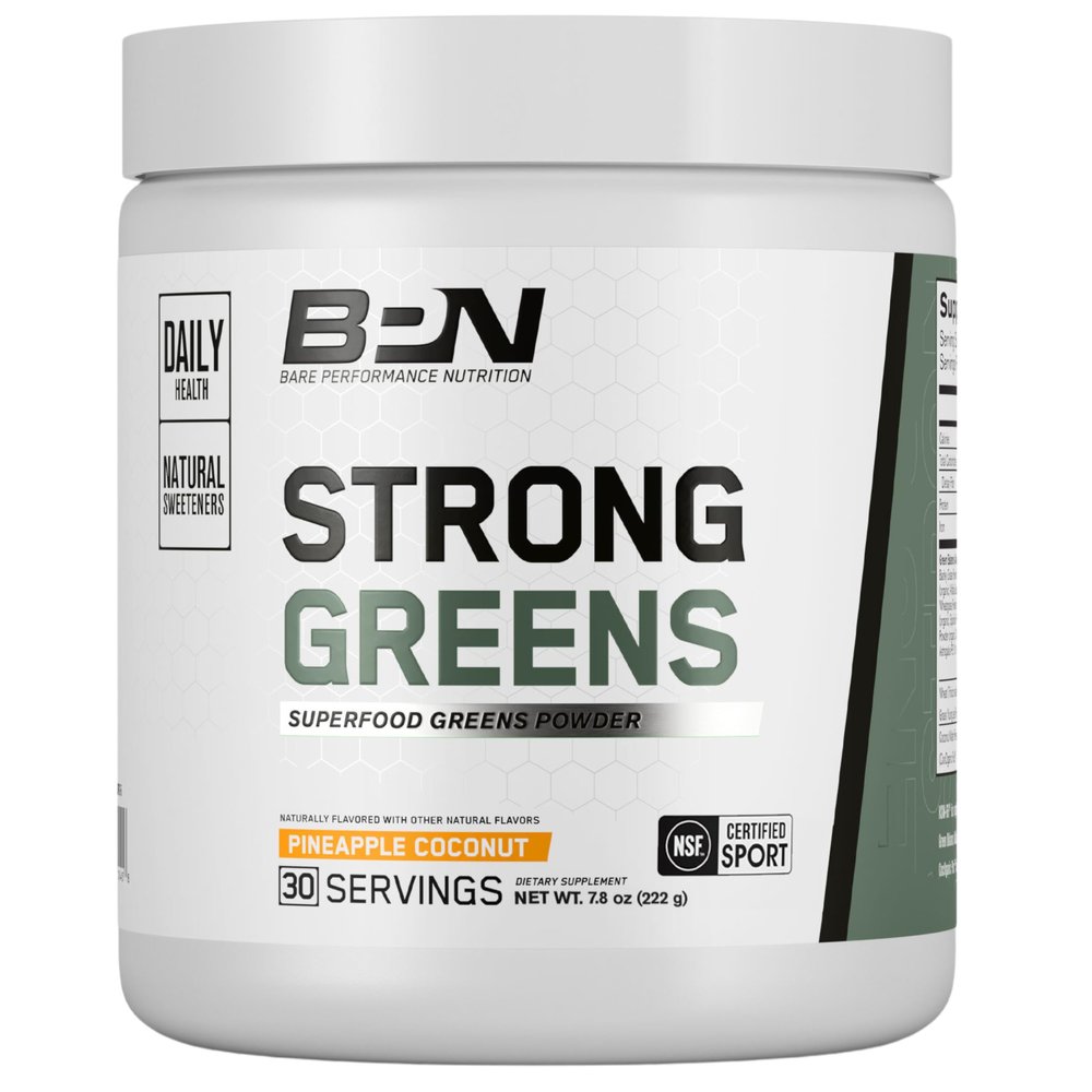 BARE PERFORMANCE NUTRITION, BPN Strong Greens Superfood Powder, Improved Digestion, Increased Energy, Immune System Support, Pineapple Coconut