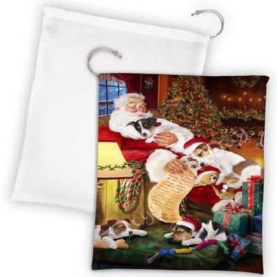 Doggie of the Day Santa Sleeping with Jack Russell Dogs Drawstring Laundry or Gift Bag LGB48820