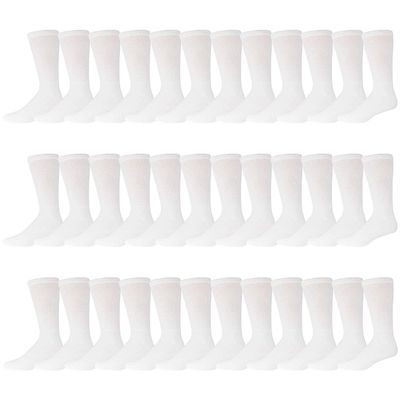 120 Pairs of Men's Cotton Diabetic Neuropathy Crew Socks (White, Shoe Size 8-11 US)