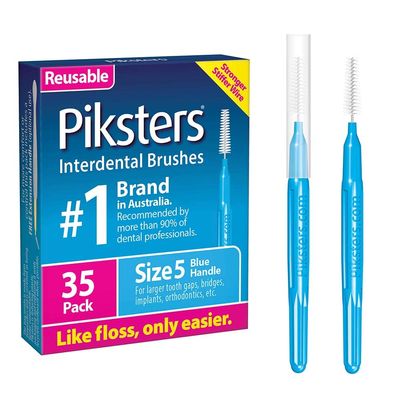 Piksters Interdental Brushes, 35 pk, Size 5, Interdental Tooth Brush for Large Gaps, Gum Soft Bristles for Plaque Removal, Safe for Braces