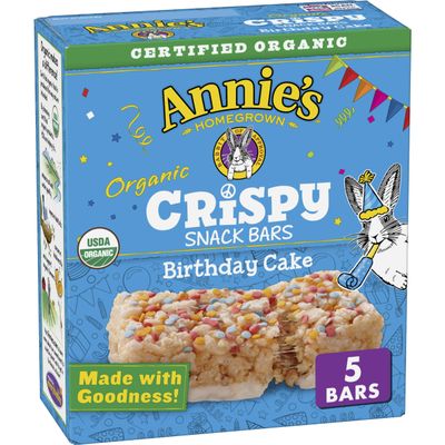 Annie's Birthday Cake Crispy Snack Bars, Gluten Free, 5 Bars, 3.9 oz