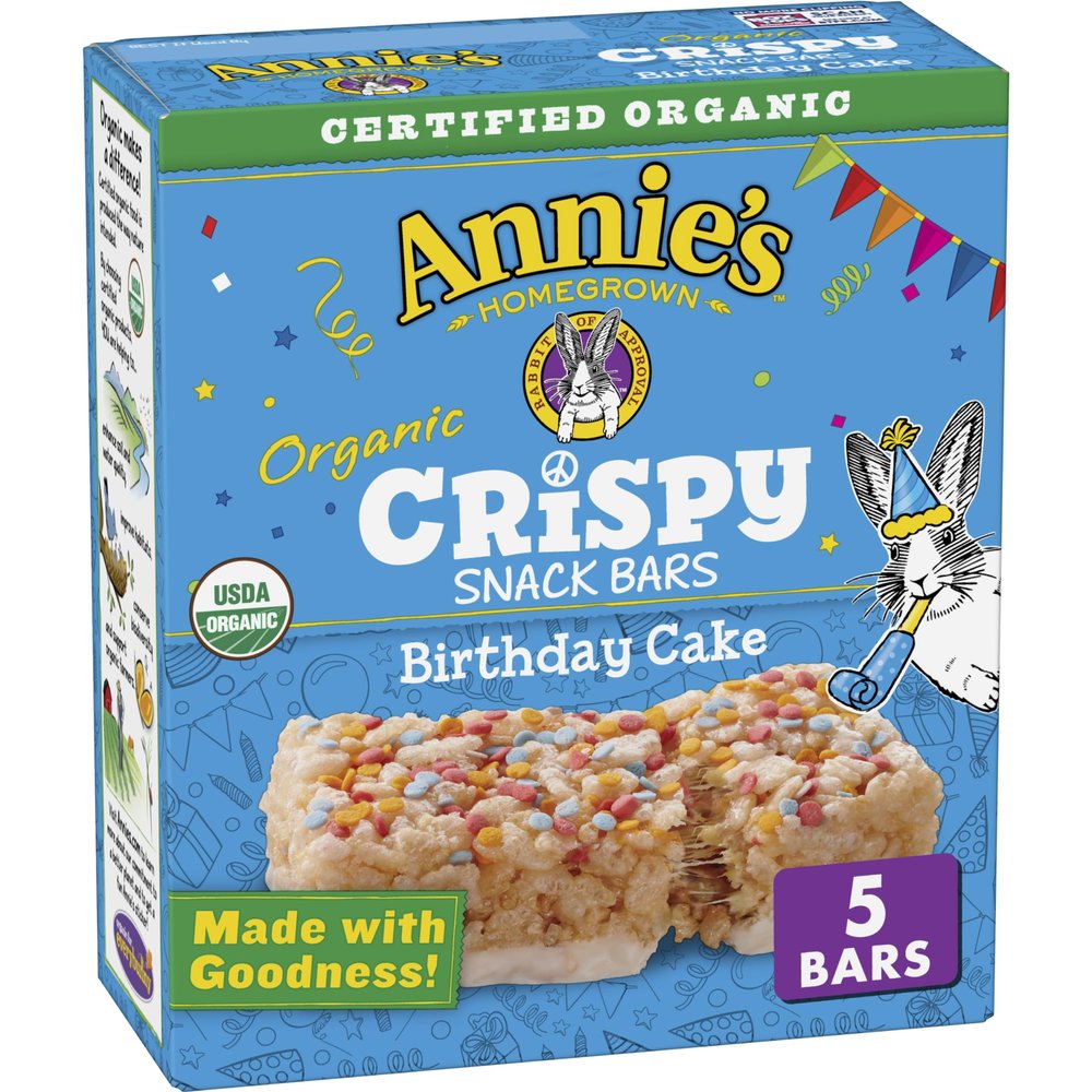 Annie's Birthday Cake Crispy Snack Bars, Gluten Free, 5 Bars, 3.9 oz