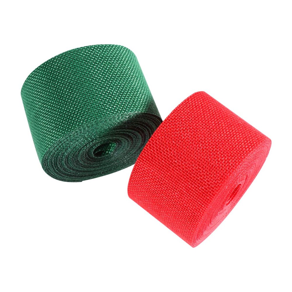 EXCEART 2rolls Christmas Ribbon Red and Green Crafting Ribbon for Packing Sewing and Holiday Decorations Linenette Style for Home and Event Use