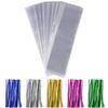 600pcs Cello Bags Kit, 300pcs 2.4"x10" Long Treat Cellophane Bags Clear Bag, 300pcs Colored Ties