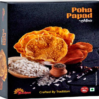 Roshnee Poha Papad (Natural Minis) - 80 gm Boxes x 3 = 240 gm