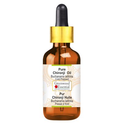 Greenwood Essential Chironji Oil (Buchanania latifolia) with Glass Dropper | Cold Pressed | Natural | Undiluted | For Diluting Essential Oils | For Skin & Massage | Men & Women | 15ml (0.50 oz)