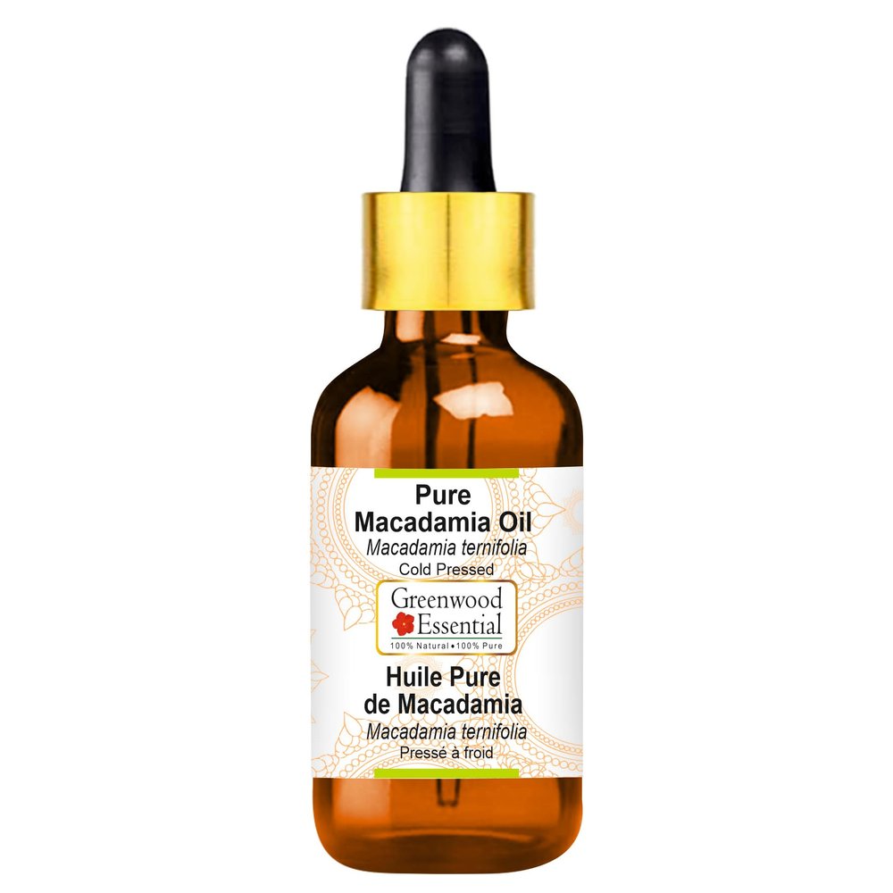 Greenwood Essential Pure Macadamia Oil (Macadamia ternifolia) with Glass Dropper Cold Pressed 30ml (1 oz)