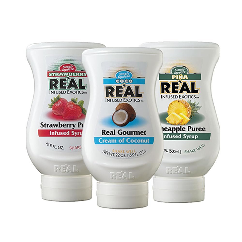 Rel Infused Exotics Taste of Summer Variety Pack: Cream of Coconut, Pineapple, and Strawberry (Pack of 3, 16.9 FL OZ Bottles)