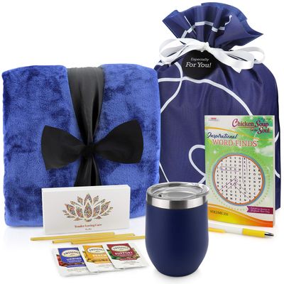 Get Well Soon Gifts for Women or Men - Gift Set Includes Luxury Blanket, Temperature Retention Cup, TLC Tea Kit & Inspirational Word Search Book - After Surgery, Thinking of You Care Package