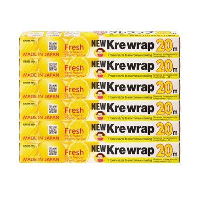 KUREHA Krewrap Plastic Cling Wrap, Pack of 6, 65 sq ft. Per Roll, Clear