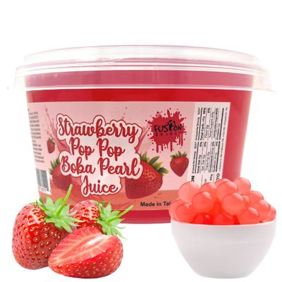 Fusion Select Boba Bursting Bobaz Popping Bobaz Pearls Fruit Tea Snack Toppings (490 Grams, Strawberry)