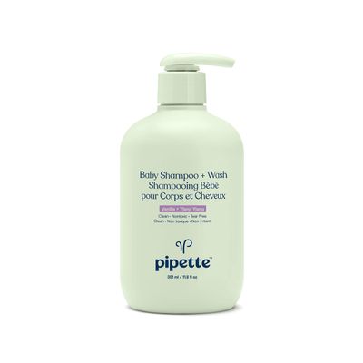 Pipette Baby Shampoo and Body Wash - Vanilla + Ylang Ylang, Tear-Free Bath Time, Hypoallergenic, Moisturizing Plant-Derived Squalane, Non-Toxic, Sulfate Free, 11.8 fl oz