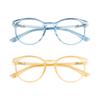 VisionGlobal Blue Light Blocking Glasses, 2 Pack Computer Reading Glasses for Anti EyestrainStylish Oval Frame, Anti Glare(Clear Blue + Champagne, 0.75 Magnification) view 1