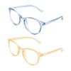 VisionGlobal Blue Light Blocking Glasses, 2 Pack Computer Reading Glasses for Anti EyestrainStylish Oval Frame, Anti Glare(Clear Blue + Champagne, 0.75 Magnification) view 4