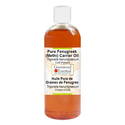 Greenwood Essential Fenugreek (Methi) Oil (Trigonella foenumgraecum) | Cold Pressed | Natural | Undiluted | For Diluting Essential Oils | For Hair, Skin & Massage | Men & Women | 200ml (6.76 oz)