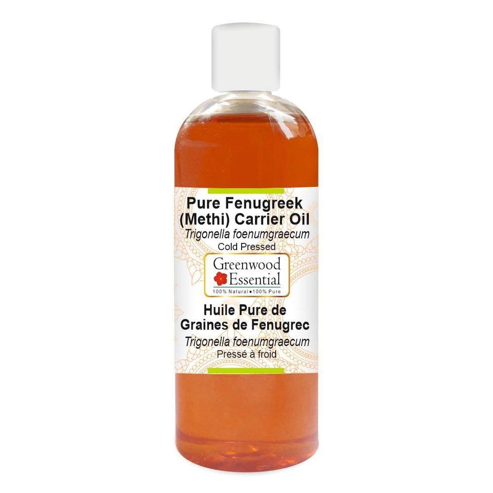 Greenwood Essential Fenugreek (Methi) Oil (Trigonella foenumgraecum) | Cold Pressed | Natural | Undiluted | For Diluting Essential Oils | For Hair, Skin & Massage | Men & Women | 200ml (6.76 oz)