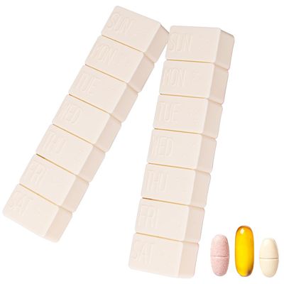 2Pack Weekly Pill Organizer,Extra Large 7 Days Cute Pill Cases Travel Daily Pill Box for Vitamin Medicine Fish Oil, Calcium Tablets Supplements