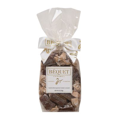 Bquet Caramel - Salted Mocha Gourmet Candy - Coffee Candy Individually Wrapped - Gourmet Sea Salt Caramel - Made in Montana - Kosher (Star D) and Gluten Free - 8oz Gift Bag