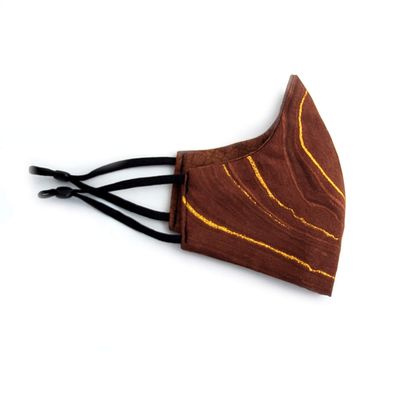 Golden Brown Marble Reversible Fashion Forward 100% Cotton Face Mask