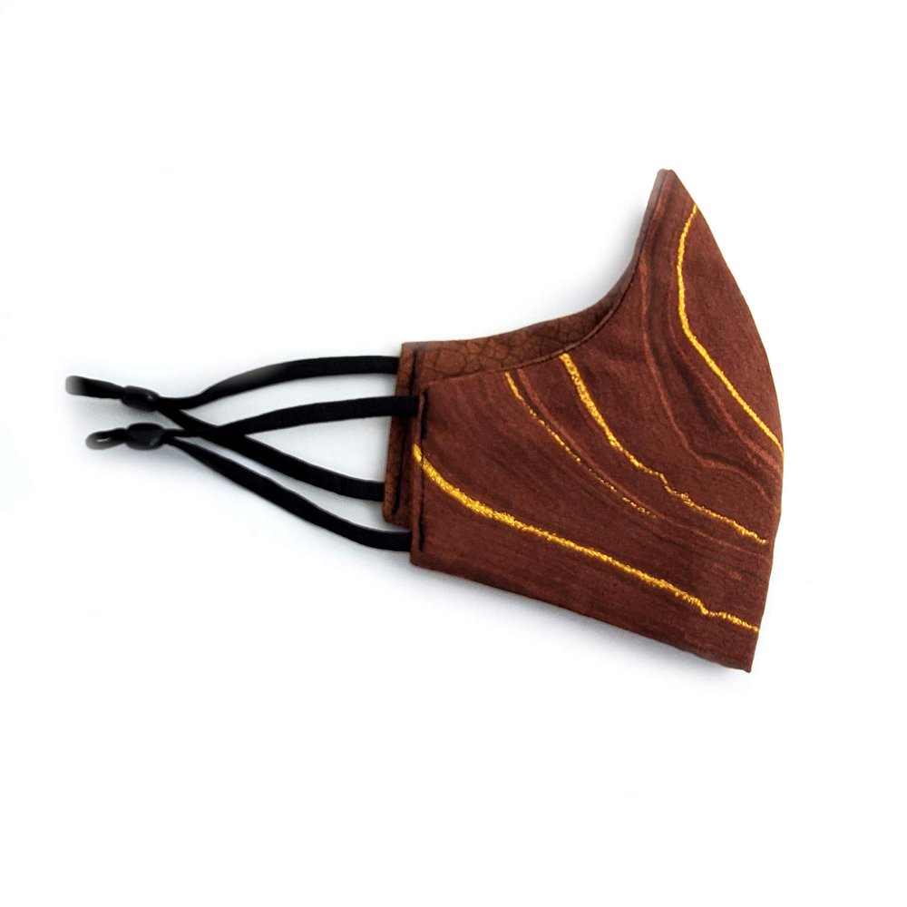 Golden Brown Marble Reversible Fashion Forward 100% Cotton Face Mask