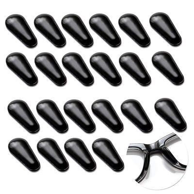 12 Pairs Adhesive Eye Glasses Nose Pads, Water-Drop Shape Stick on Anti-Slip Soft Silicone, Adhesive Nose Pads Glasses Nose Pad for Glasses, Eyeglasses and Sunglasses 2.5mm Black