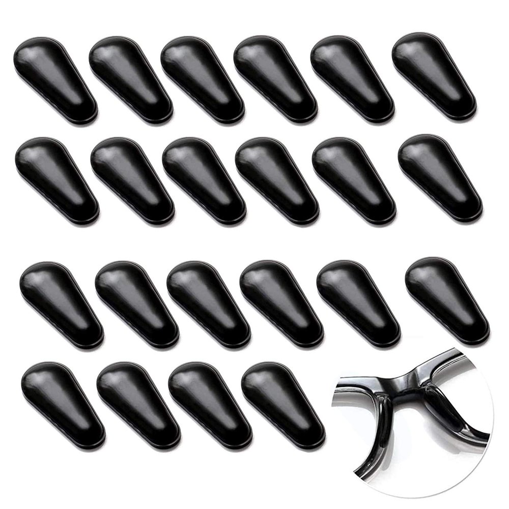 12 Pairs Adhesive Eye Glasses Nose Pads, Water-Drop Shape Stick on Anti-Slip Soft Silicone, Adhesive Nose Pads Glasses Nose Pad for Glasses, Eyeglasses and Sunglasses 1.8mm Black