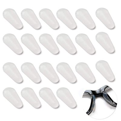 12 Pairs Adhesive Eye Glasses Nose Pads, Water-Drop Shape Stick on Anti-Slip Soft Silicone, Adhesive Nose Pads Glasses Nose Pad for Glasses, Eyeglasses and Sunglasses 1.8mm White