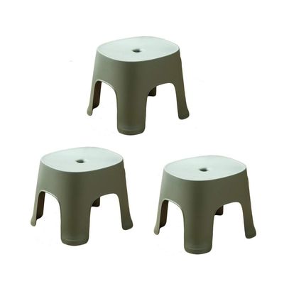 HOMEH Multifunction Waterproof Plastic Pouffe Stool Hallway Change Shoes Footrest Bathroom Toilet Stool, Pack of 3 (Color : Green)
