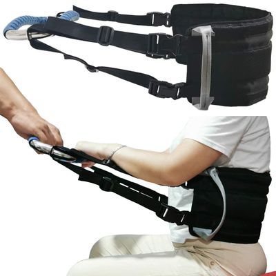 Patient Sit to Stand Lift Sling Medical Transfer Gait Belt Adjustable Pull Up Strap with Stainless Steel No-Slip Grip Handicap Bar Handles Aid Help Getting Up Full Body AmyBy Black