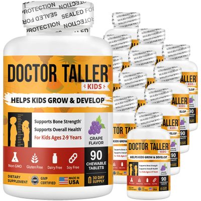 NuBest Doctor Taller Kids - Support Bone Strength with Multivitamins, Multiminerals, Calcium - Premium Formula for Ages 2 to 9 - Grape Flavor - 12 Pack | 18 Months Supply