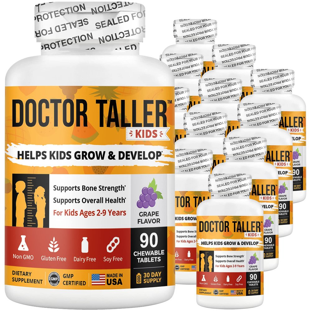 NuBest Doctor Taller Kids - Support Bone Strength with Multivitamins, Multiminerals, Calcium - Premium Formula for Ages 2 to 9 - Grape Flavor - 12 Pack | 18 Months Supply