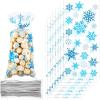 Blulu 100 Pcs Winter Snowflake Cellophane Treat Bags Christmas Candy Goodie Cookie Bags Plastic with Twist Ties for Xmas Wonderland Birthday Winter Holiday Party Favors view 1