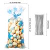 Blulu 100 Pcs Winter Snowflake Cellophane Treat Bags Christmas Candy Goodie Cookie Bags Plastic with Twist Ties for Xmas Wonderland Birthday Winter Holiday Party Favors view 2