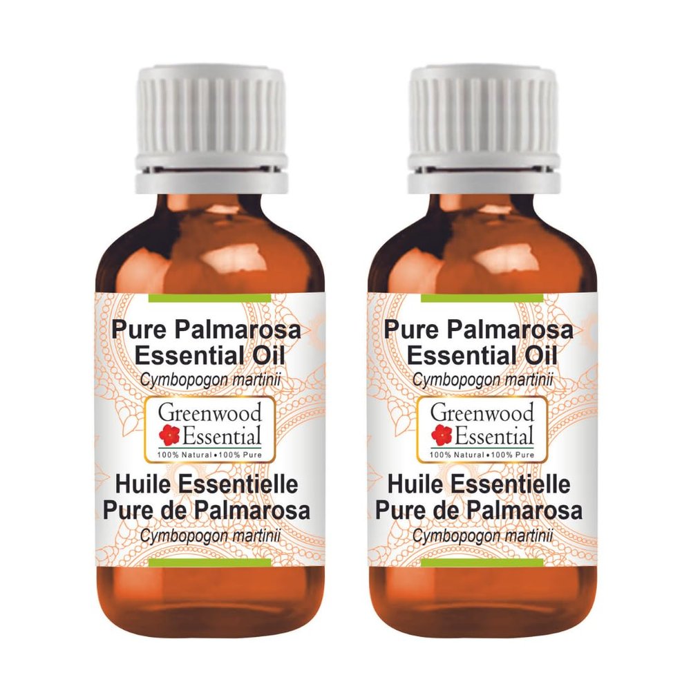 Greenwood Essential Pure Palmarosa Essential Oil (Cymbopogon martinii) Steam Distilled (Pack of Two) 100ml X 2 (6.76 oz)