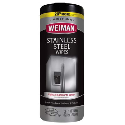 Weiman 92 Stainless Steel Wipes 7 x 8 30/Canister