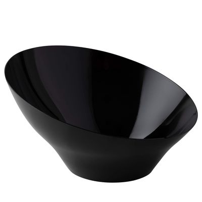Plasticpro Disposable Angled Plastic Bowls Round Serving Bowls, Party Snack or Salad Bowl, Heavy Duty, Elegant Black, Pack of 4