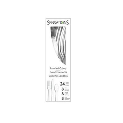 Assorted Boxed White Plastic Cutlery Set- 24 pcs.