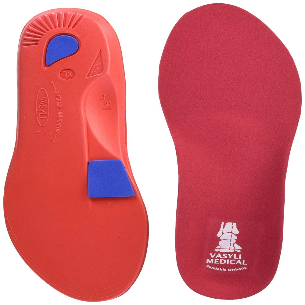 Vasyli Custom Full Length Insoles, Red, X-Large, Heel Grid Reduces Slippage, Firm Density, Biomechanical Control, Fast & Effective Pain Relief, Treats Pronation, Built-In Rearfoot Varus Angle