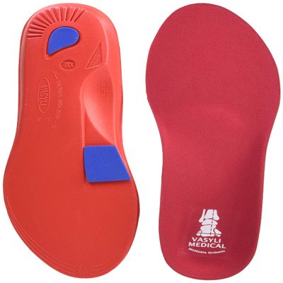 Vasyli Custom Full Length Insoles, Red, XX-Large, Heel Grid Reduces Slippage, Firm Density, Biomechanical Control, Fast & Effective Pain Relief, Treats Pronation, Built-In Rearfoot Varus Angle