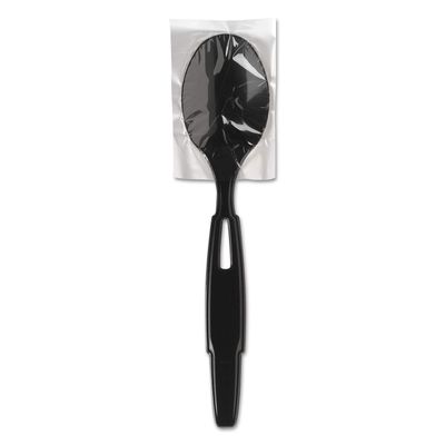 Dixie Ultra SmartStock Series-W Polypropylene Plastic Wrapped Cutlery, Tea Spoons, Black, 40 Per Pack, Case Of 24 Packs