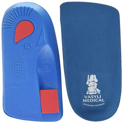 Vasyli 08 Custom Insoles, Blue, X-Small, Fast & Effective Pain Relief, Medium Density, Everyday Walking Shoes, Heat Moldable, 3/4 Length