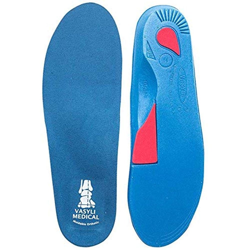 Vasyli Custom Full Length Insoles, Blue, Small, Heel Grid Reduces Slippage, Medium Density, Biomechanical Control, Effective Pain Relief, Treats Pronation, Built-In Rearfoot Varus Angle