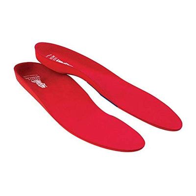 Vasyli Custom Full Length Insoles, Red, Medium, Heel Grid Reduces Slippage, Firm Density, Biomechanical Control, Fast & Effective Pain Relief, Treats Pronation, Built-In Rearfoot Varus Angle