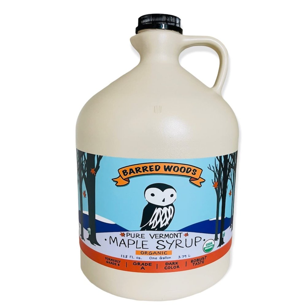 Organic 1 Gallon Dark Robust Vermont Maple Syrup - Grade A - From Barred Woods Maple