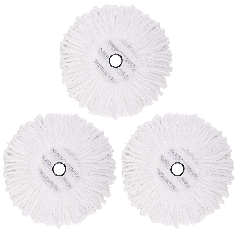 3 Pack Mop Replacement Heads for CLEANHOME Spin Mop, Microfiber Spin Mop Refills Round Shape