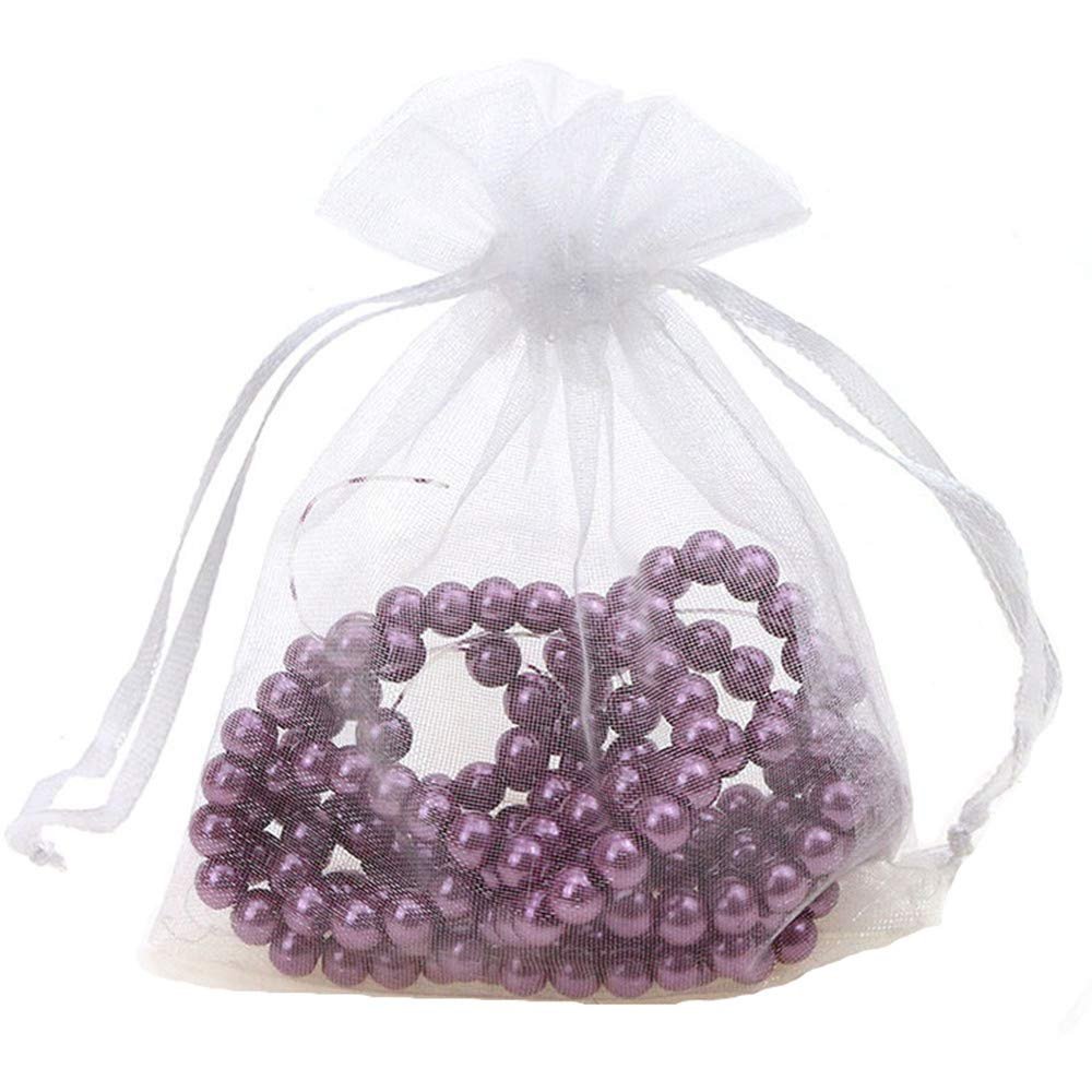 ANSLEY SHOP 100pcs 6x9 Inches Sheer Drawstrings Organza Gift Candy Bags Wedding Christmas Favors Bags (White)