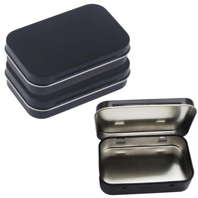 AKOAK 3 Pcs 3.7 x 2.4 x 0.8 Inches Black Rectangular Empty Hinged Tins Box Containers for First Aid Kit,Survival Kits,Storage,Herbs,Pills,Crafts and More