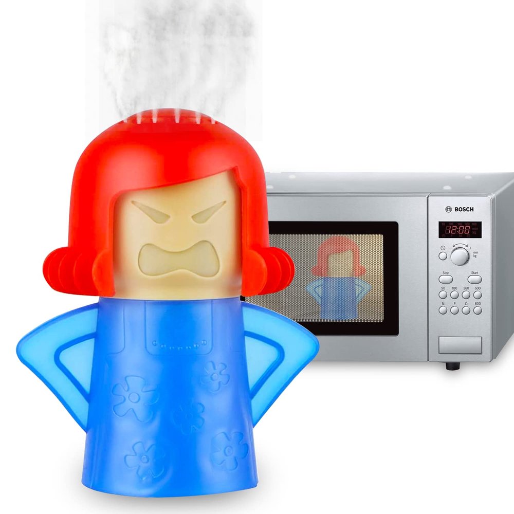 Abnaok Microwave Cleaner, Angry Mama Microwave Cleaner Microwave Oven Steam Cleaner Easily Clean in Minutes Cleans Add Vinegar and Water for Home or Office with English Manual (Blue)