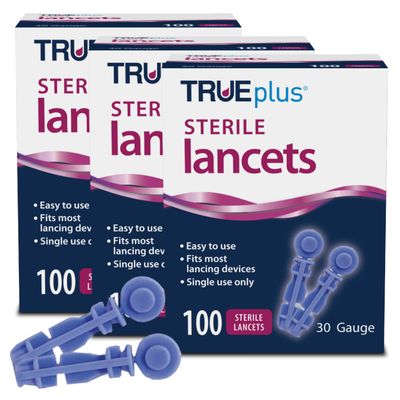 3 x 100ct 30g TRUEplus Lancets + TRUEplus Log Book