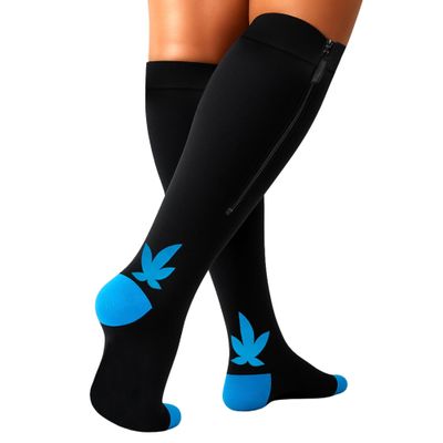Compression Socks for Men and Women - 20-30 mmHg Zipper Knee High Medical Compression Stockings Calf Fits Up to 16 in - Perfect for Athletic, Nurses, Travelers, Edema Circulation, Pregnancy (Large)
